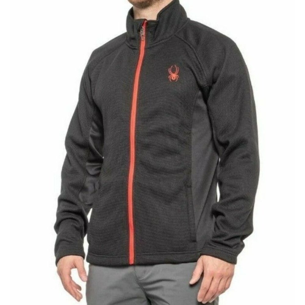 Spyder Zip Up Jacket Men's Size Small Fleece Black Red 71H64004-01 MSRP $129 NEW